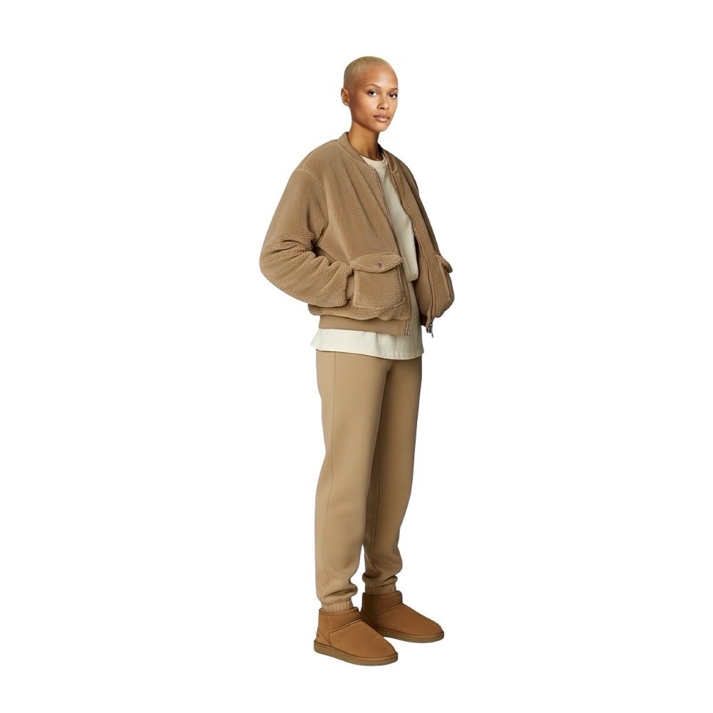 Tan Teddy Bomber Jacket